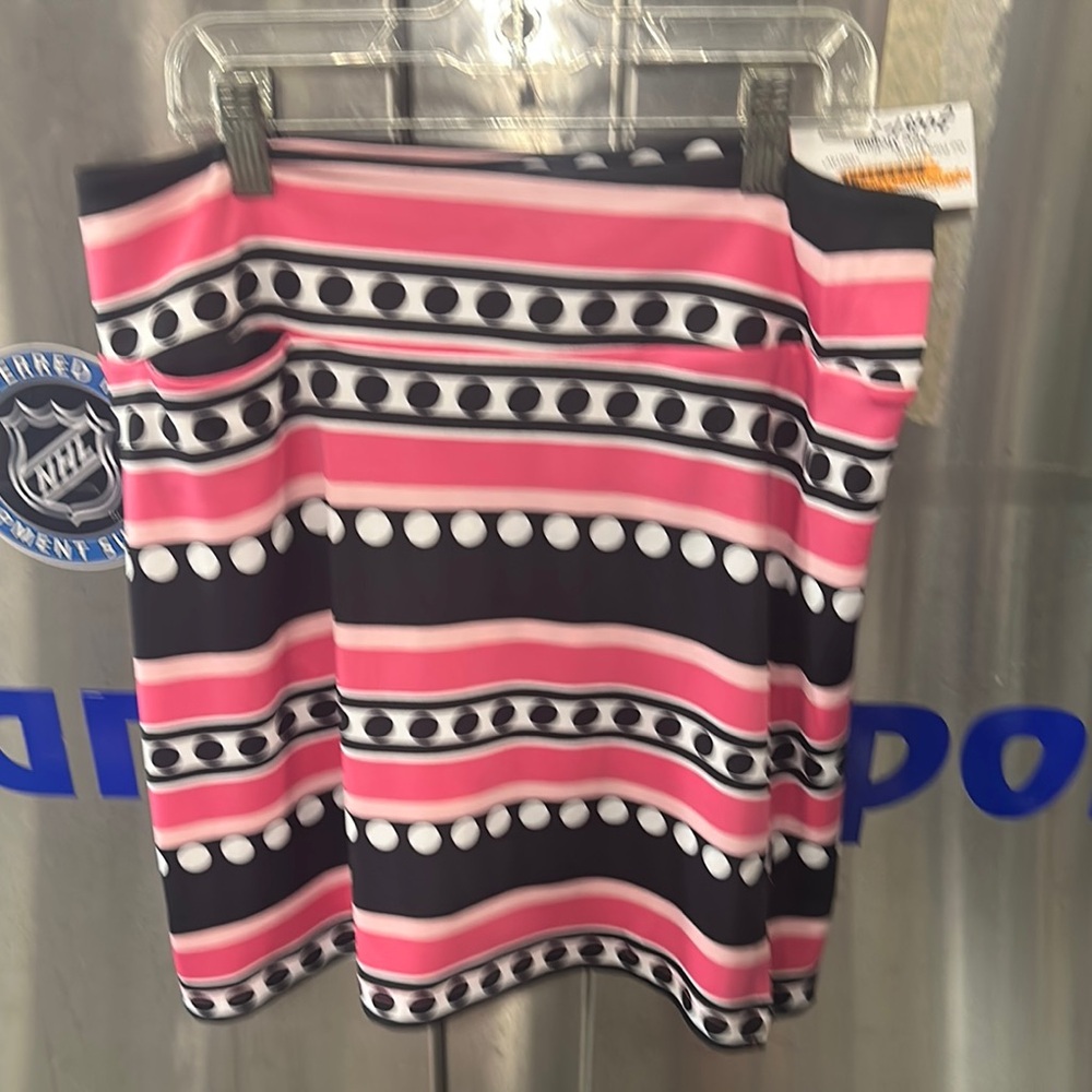 Pink and Black A-Line Mini Skirt for Cocktail Parties